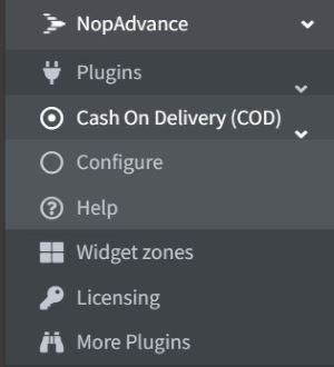 nopcommerce cash on delivery plugin menu